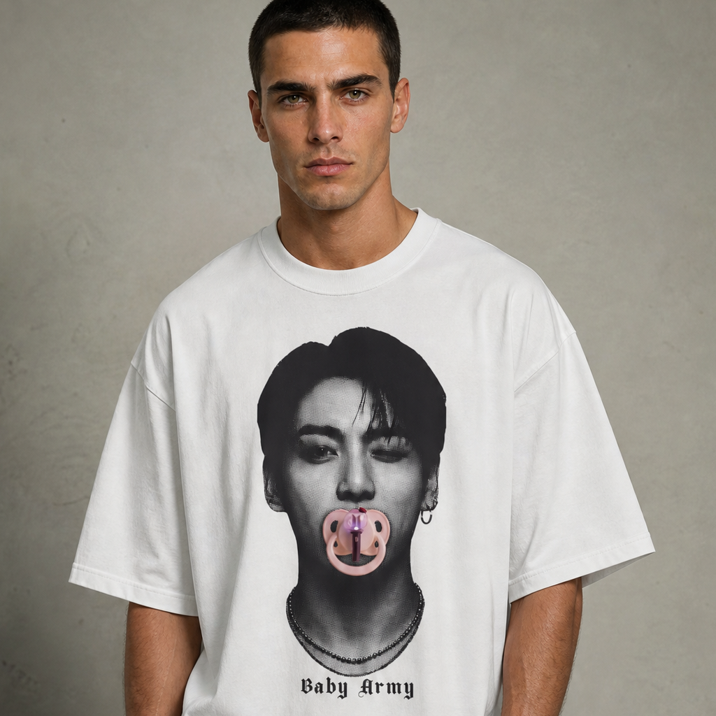 Jungkook Baby Army Oversized Heavyweight Cotton T-Shirt (Unisex)