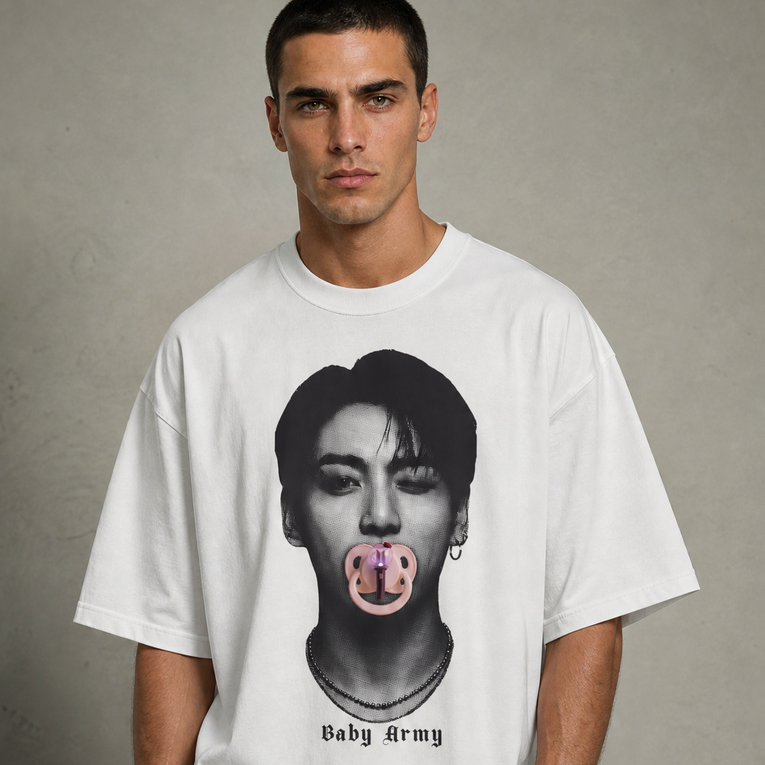 Jungkook Baby Army Oversized Heavyweight Cotton T-Shirt (Unisex)