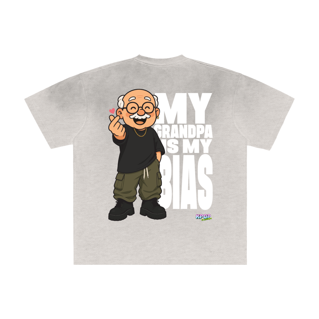 K Pop Grandpa My Bias Vintage Washed Frayed Oversized Heavyweight Cotton T-Shirt (Unisex)