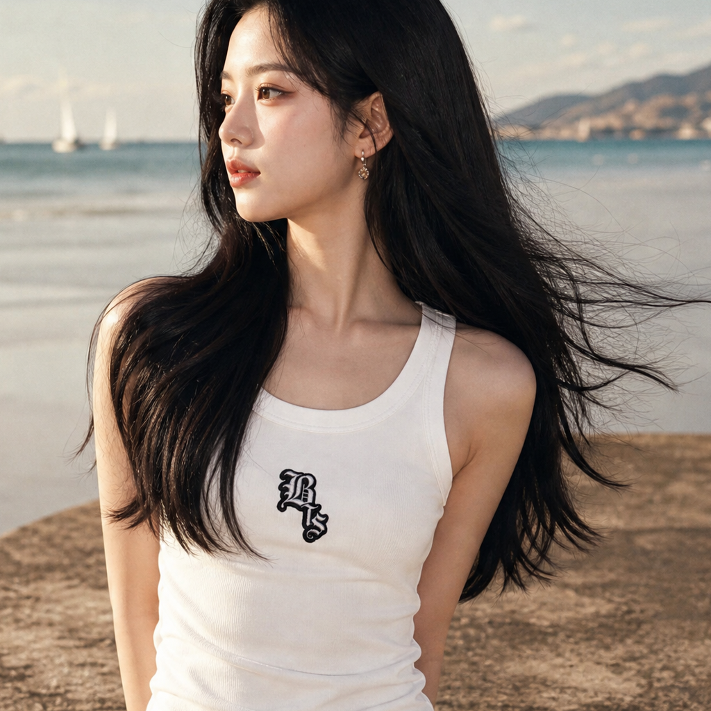 Faux Embroidered BTS Snow Washed Tank Top