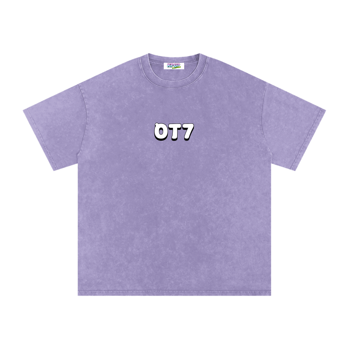 OT7 Hangul Snow Washed Oversized Heavyweight Cotton T-Shirt (Unisex)