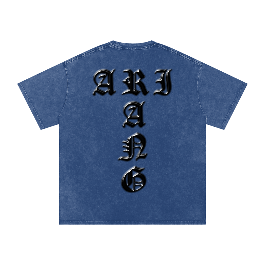 Arirang Snow Washed Oversized Heavyweight Cotton T-Shirt (Unisex)