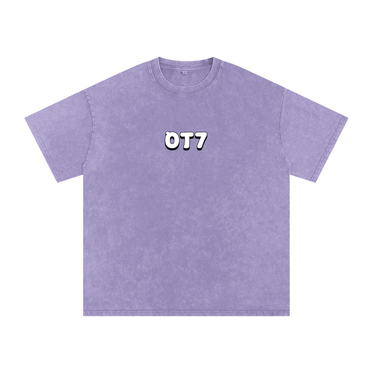 OT7 Hangul Snow Washed Oversized Heavyweight Cotton T-Shirt (Unisex)