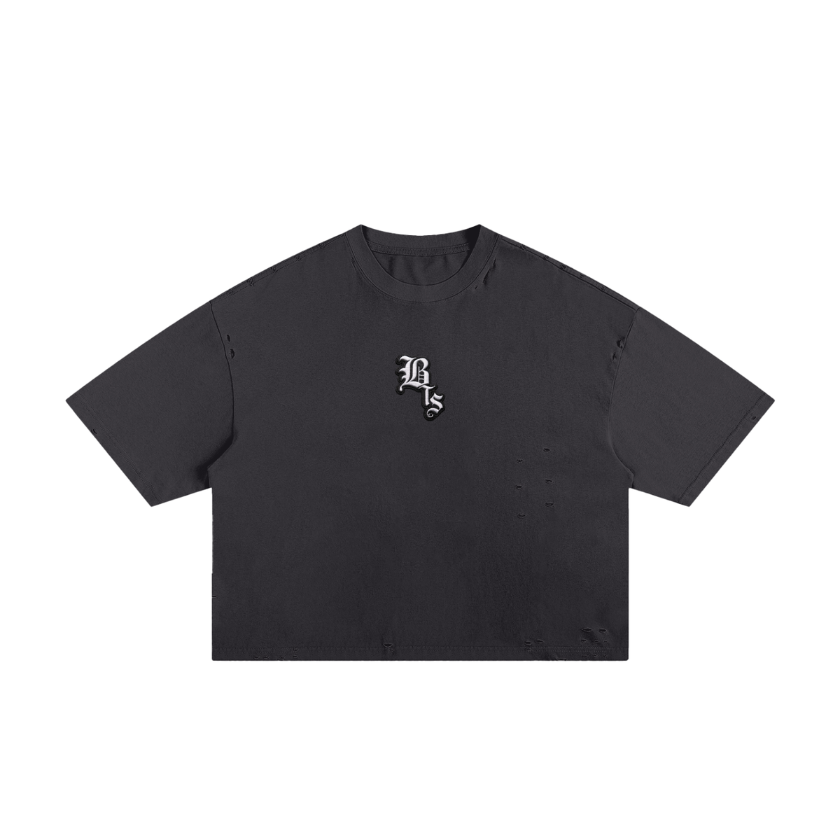 Faux Embroidered BTS Classic Frayed Heavyweight Boxy Tee