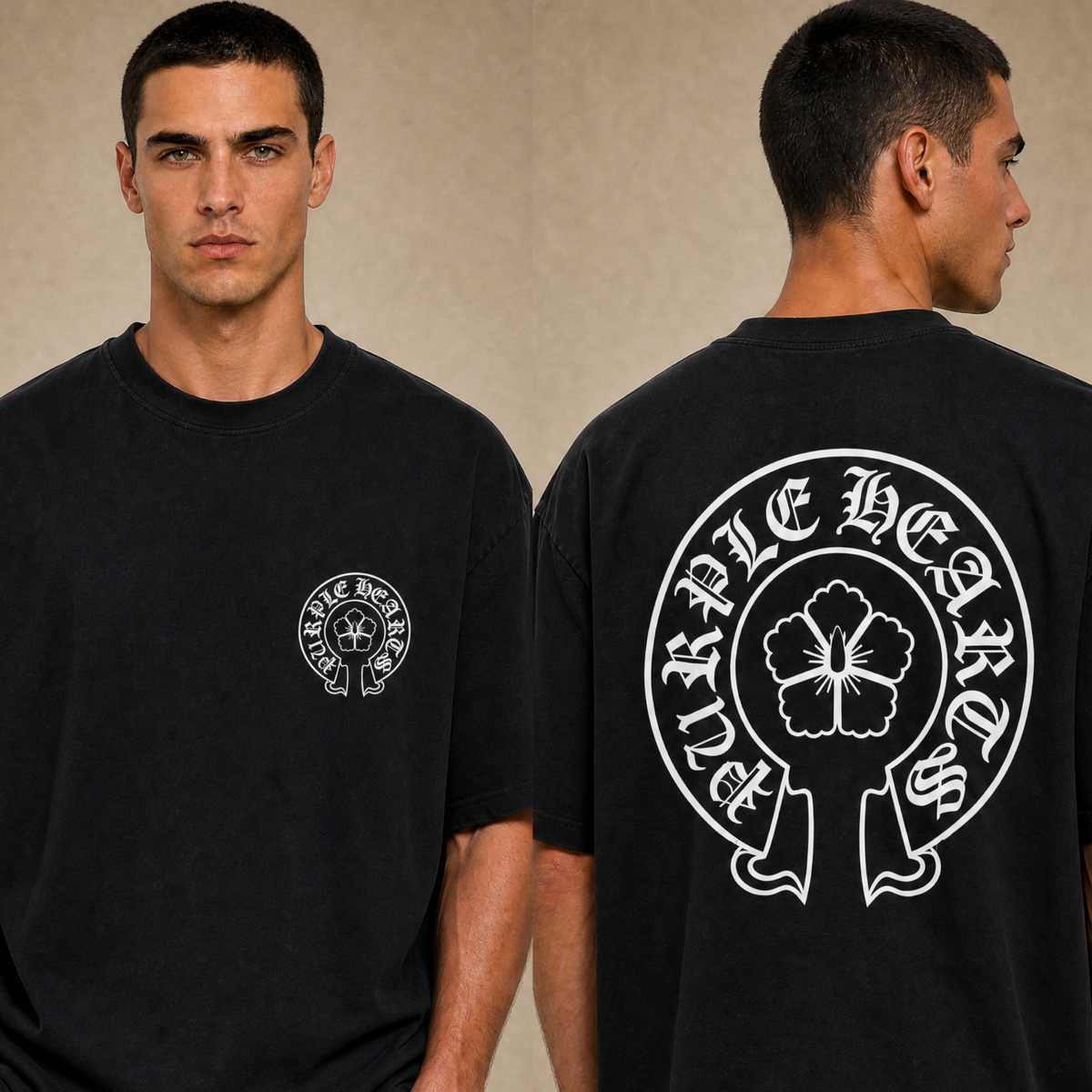 Purple Hearts Oversized Heavyweight Cotton T-Shirt (Unisex)