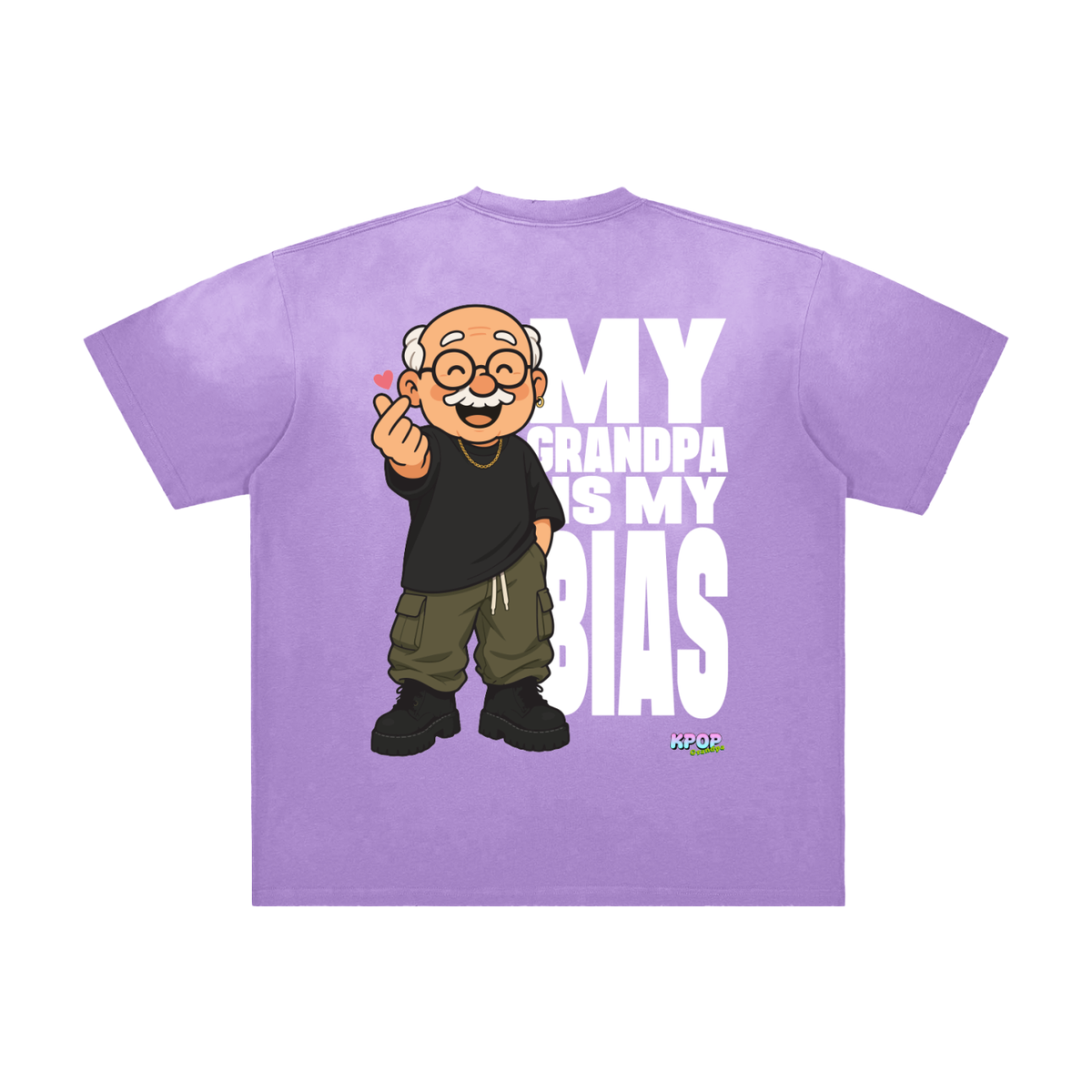 K Pop Grandpa My Bias Vintage Washed Frayed Oversized Heavyweight Cotton T-Shirt (Unisex)