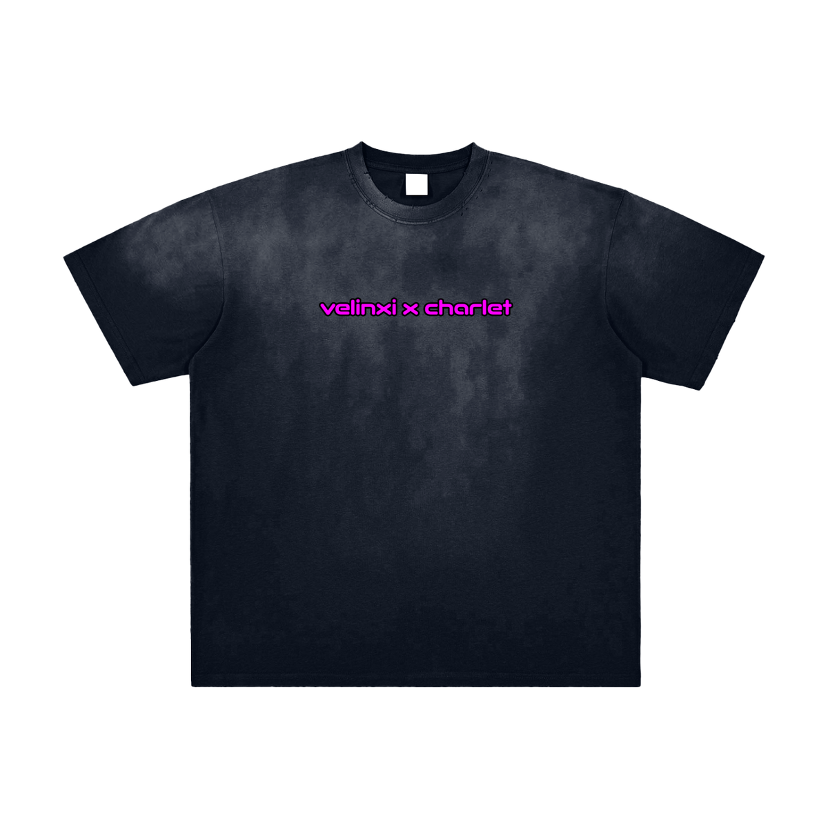 VELINXI x CHARLET CHUNG D.Va Vintage Washed Hand-Frayed Oversized Heavyweight T-Shirt (Unisex)