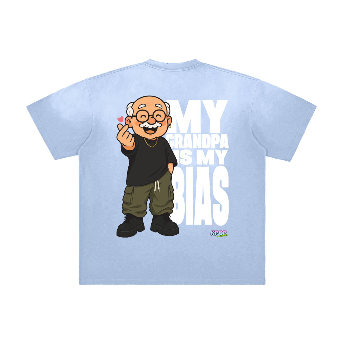 K Pop Grandpa My Bias Vintage Washed Frayed Oversized Heavyweight Cotton T-Shirt (Unisex)