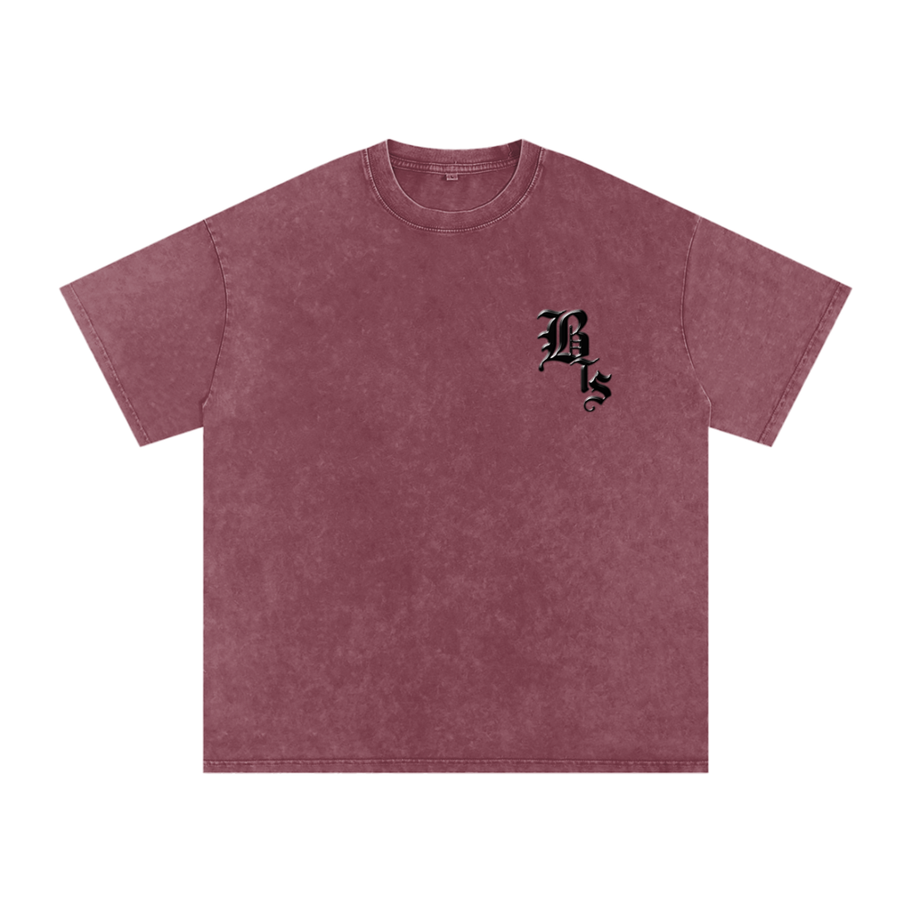 Arirang Snow Washed Oversized Heavyweight Cotton T-Shirt (Unisex)