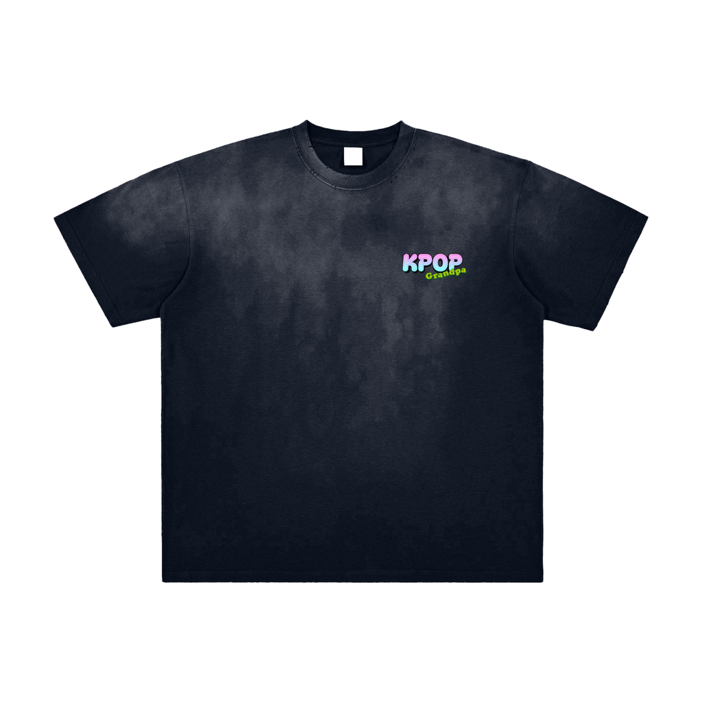 K Pop Grandpa My Bias Vintage Washed Frayed Oversized Heavyweight Cotton T-Shirt (Unisex)