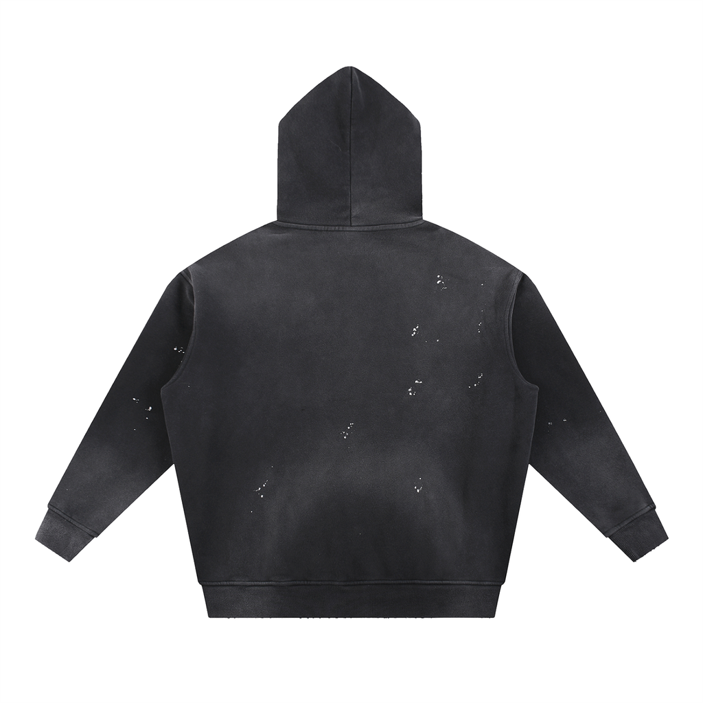 Borahae Silver Vintage Washed Frayed Fleece Hoodie (Unisex)