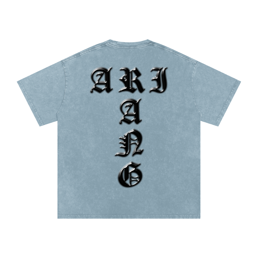 Arirang Snow Washed Oversized Heavyweight Cotton T-Shirt (Unisex)