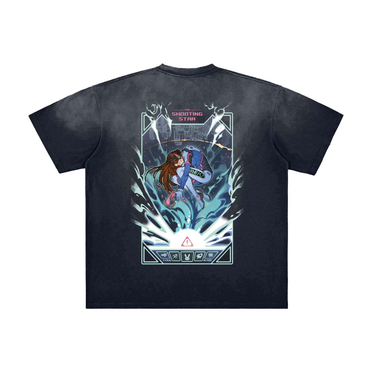 VELINXI x CHARLET CHUNG D.Va Vintage Washed Hand-Frayed Oversized Heavyweight T-Shirt (Unisex)