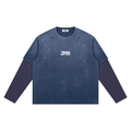 Jimin Vintage Wash Distressed Layered Long-Sleeve Oversized Heavyweight Cotton T-Shirt (Unisex)