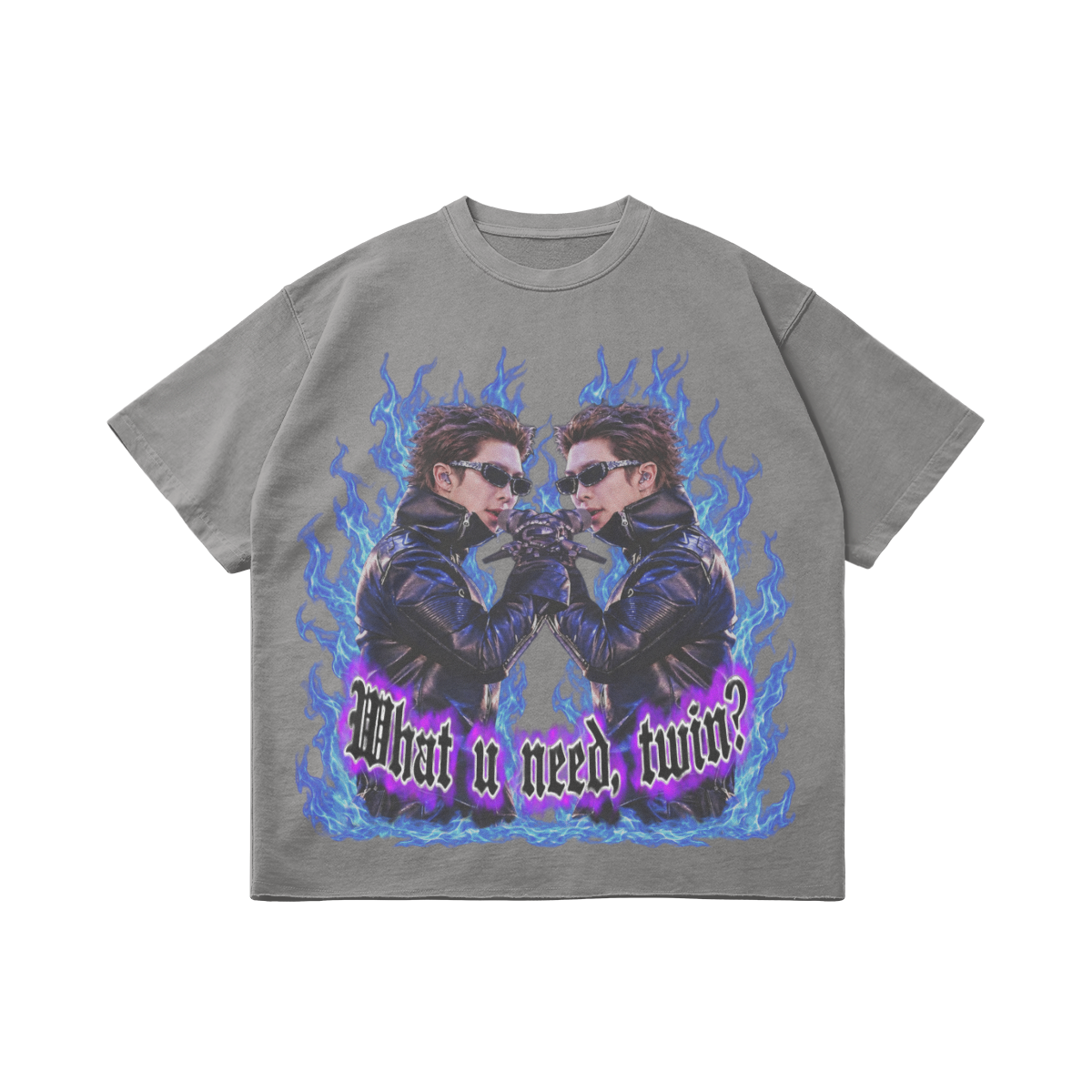 Twin RM Faded Raw Hem Oversized Heavyweight Cotton T-Shirt (Unisex)